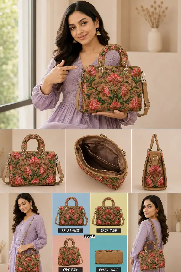ynthetic Leather Gorgeous Embroidery Stylish Women Handbag Back